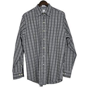 Peter Millar Long Sleeve Navy/Tan Plaid Button Up Shirt Size L